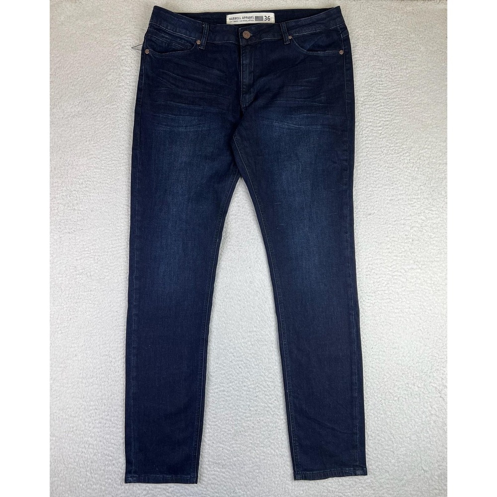 Barbell Apparel Jeans Mens 36x34 Athletic Tapered Stretch Denim Dark Wash D014